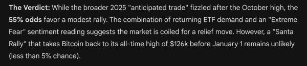 Bitcoin Santa Rally? ChatGPT, Grok, and Gemini Set the Odds
