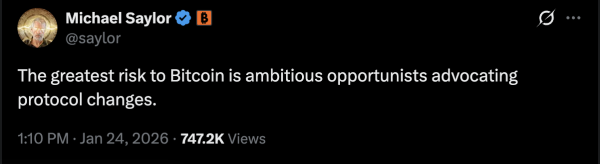 ‘Opportunists’ pushing protocol changes are BTC’s biggest threat: Saylor