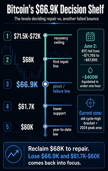 Bitcoin returns to the price that capped 2021, defined 2024, and now tests the rally again